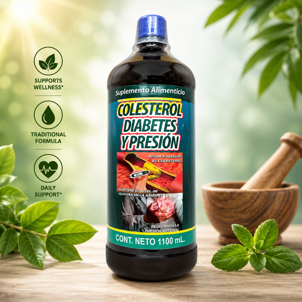 Colesterol Diabetes Y Presion Herbal Dietary Supplement Liquid | 1100 mL (32 fl oz) | Traditional Herbal Blend | Daily Wellness Support | Premium Quality Formula