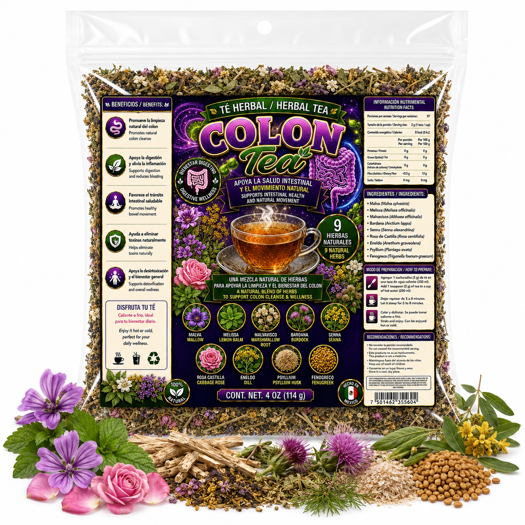 Colon Tea Herbal Tea – 9-Herb Loose-Leaf Blend with Mallow, Lemon Balm, Marshmallow Root, Burdock, Senna, Psyllium Husk & Fenugreek, 4 oz