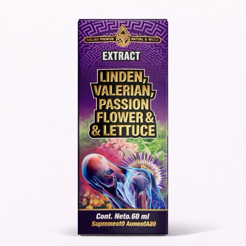 Linden, Valerian, Passion Flower & Lettuce Liquid Herbal Dietary Supplement, Plant-Based Formula, 60 mL, Halal