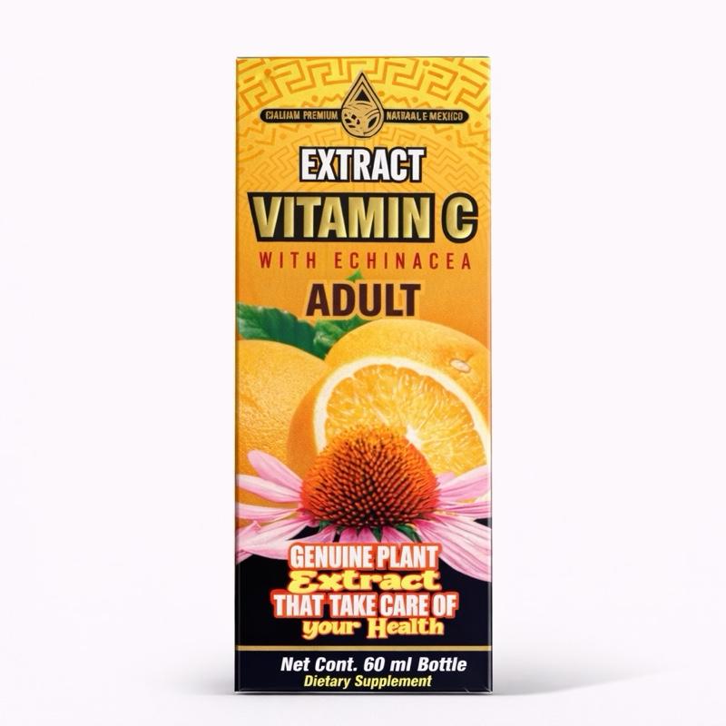 Vitamin C with Echinacea Liquid Herbal Dietary Supplement for Adults, Plant-Based Formula, 60 mL, Halal