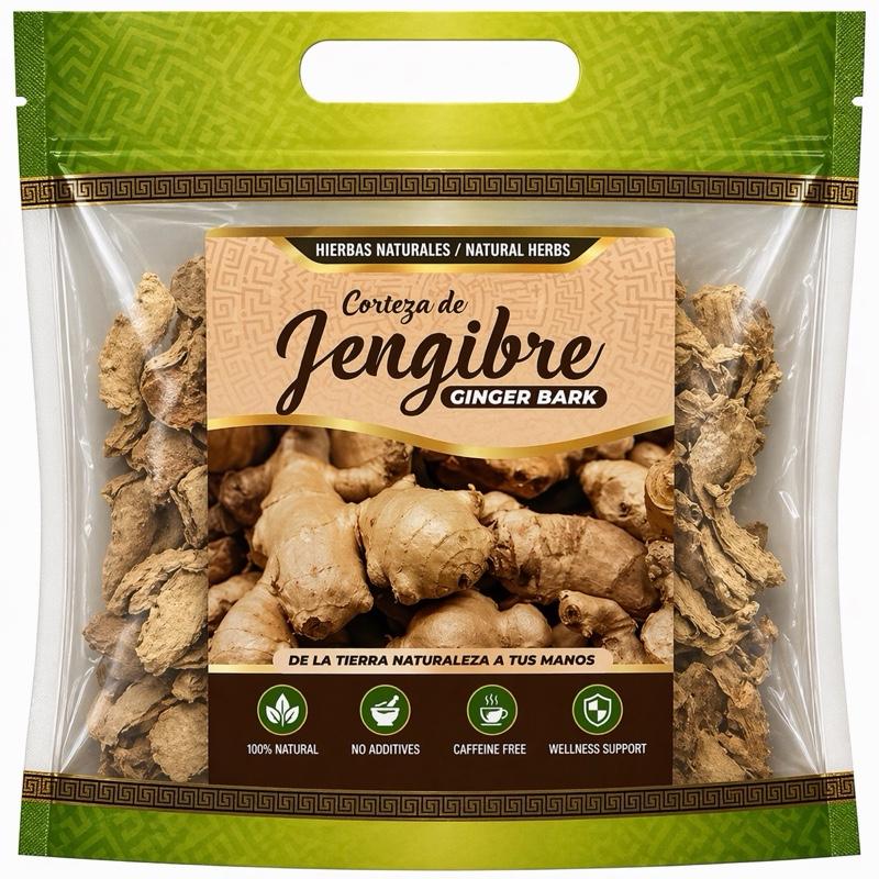Ginger Bark Herbal Tea 4 oz (113g) – Premium Dried Corteza de Jengibre Herbal Tea, Caffeine-Free Botanical Infusion for Daily Wellness