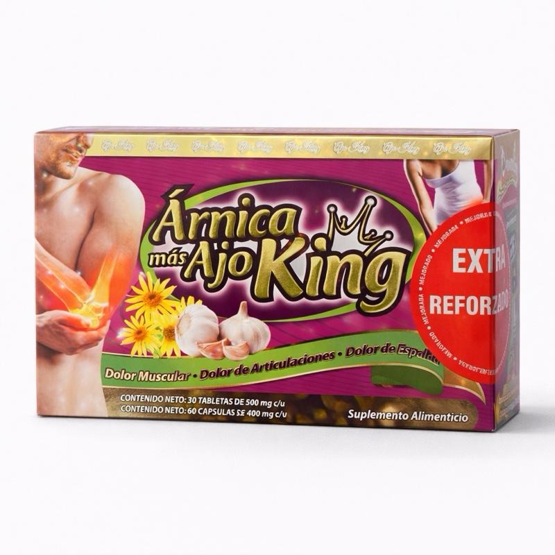 Arnica Más Ajo King Extra Strength Dietary Supplement with Arnica, Garlic & Shark Cartilage – 30 Tablets + 60 Capsules