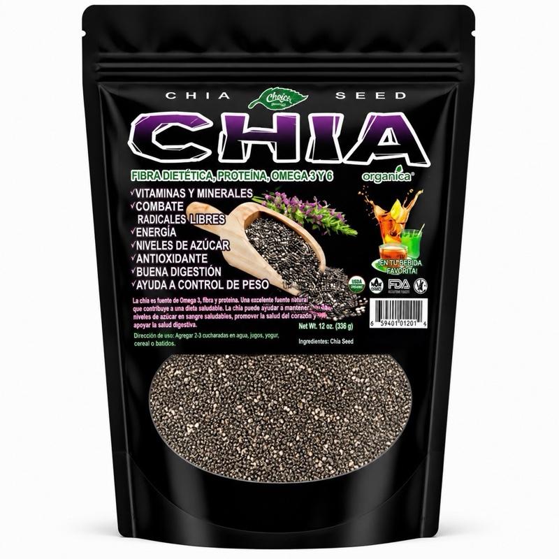 Premium Chia Seeds – Natural Source of Fiber, Protein & Omega 3 for Smoothies, Baking & Everyday Nutrition, Resealable Pouch