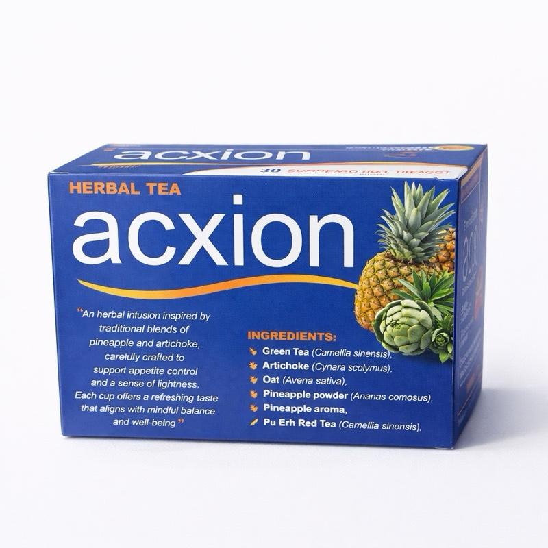 Acxion Herbal Tea Bags 30 Count – Pineapple Botanical Tea Blend with Green Tea, Artichoke & Oat for Daily Tea Enjoyment and Wellness Routines