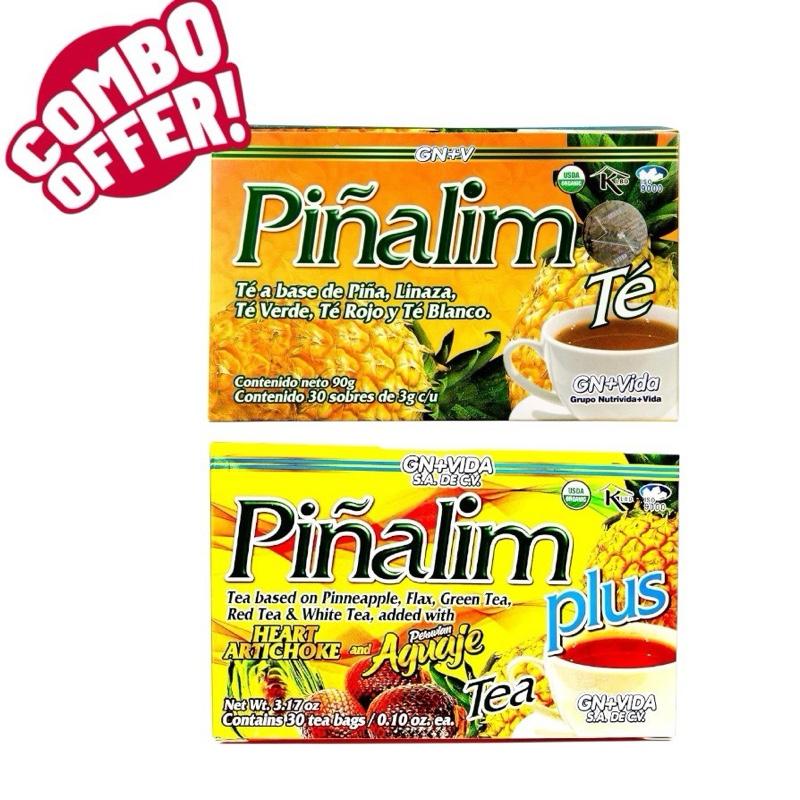 GN+VIDA Piñalim & Piñalim Plus Herbal Tea Combo, Pineapple Fruit Tea Blend with Ginger, Green Tea & White Tea, 60 Tea Bags Total