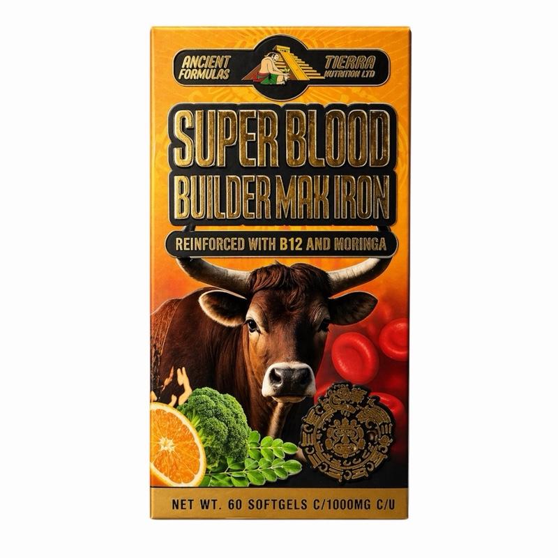 Super Blood Builder Max Iron with B12 & Moringa, 60 Softgels 1000mg, Advanced Iron Supplement Formula