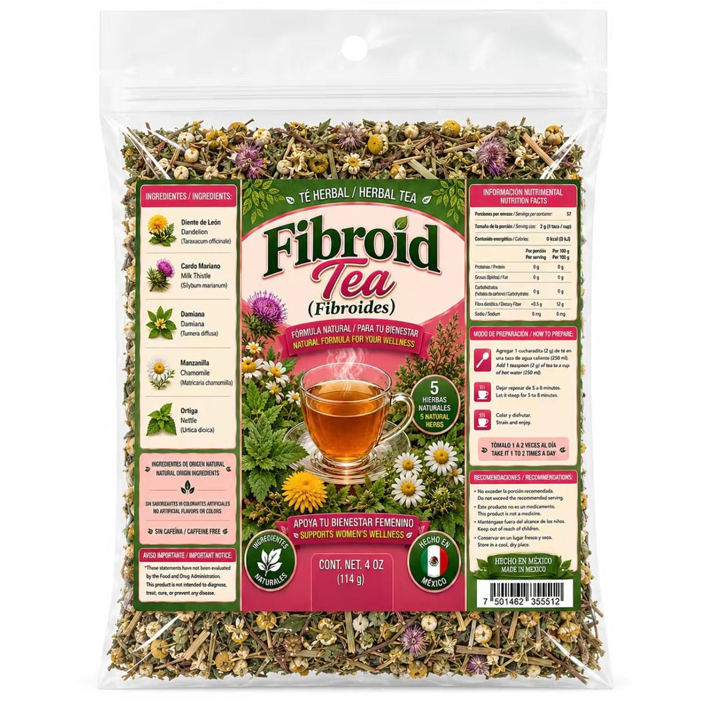 Fibroid Tea Herbal Tea – Traditional 5-Herb Loose-Leaf Blend with Dandelion, Milk Thistle, Damiana, Chamomile & Nettle, Caffeine-Free, 4 oz (114 g)