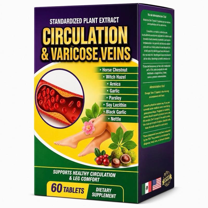 Circulation Support Supplement 60 Tablets, Herbal Blend for Daily Wellness, Natural Tablet Formula