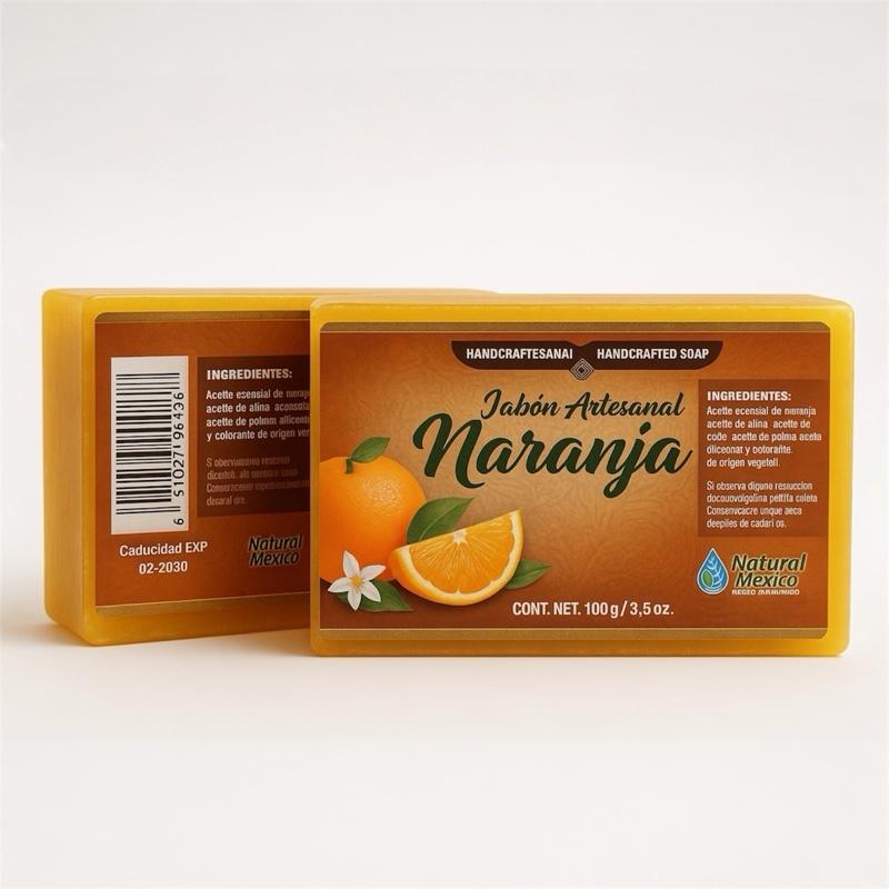 Naturaldawaa Orange Handcrafted Soap, Artisan Bar Soap with Orange, 100 g (3.5 oz) for Daily Skin Cleansing
