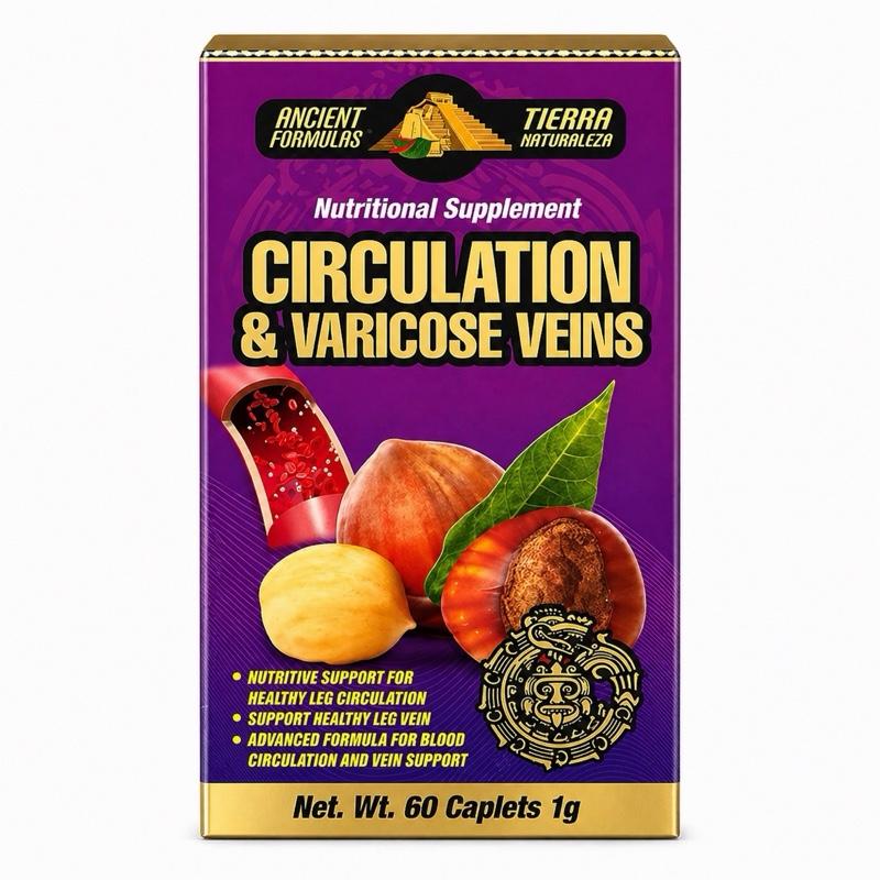 Circulation Support Herbal Supplement, 60 Caplets, Gluten-Free & Lactose-Free Daily Wellness Formula