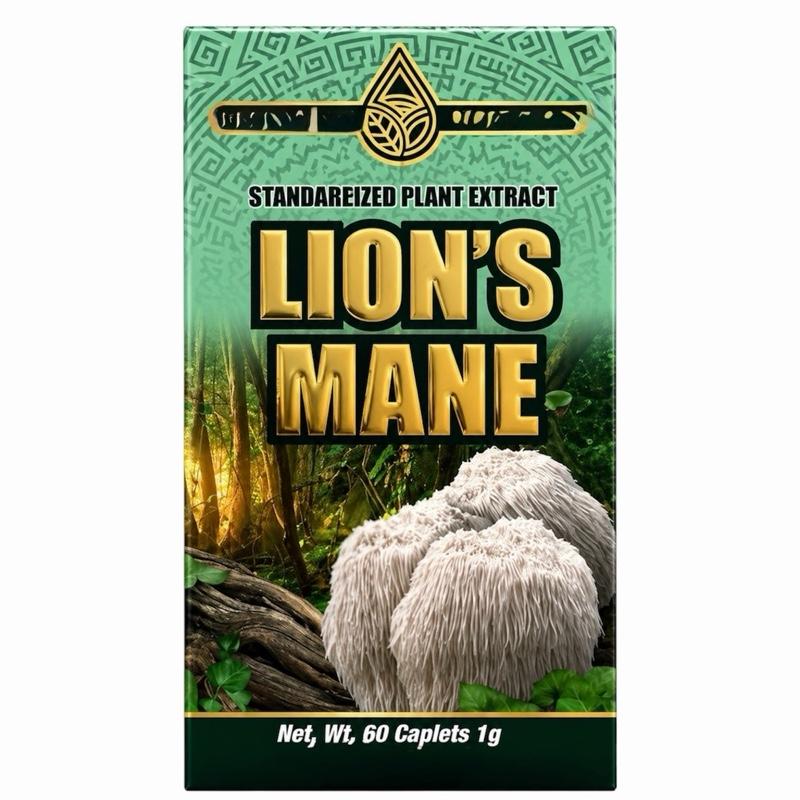 Lion's Mane Mushroom Supplement - Standardized Plant Extract for Brain & Focus Support - 60 Caplets
