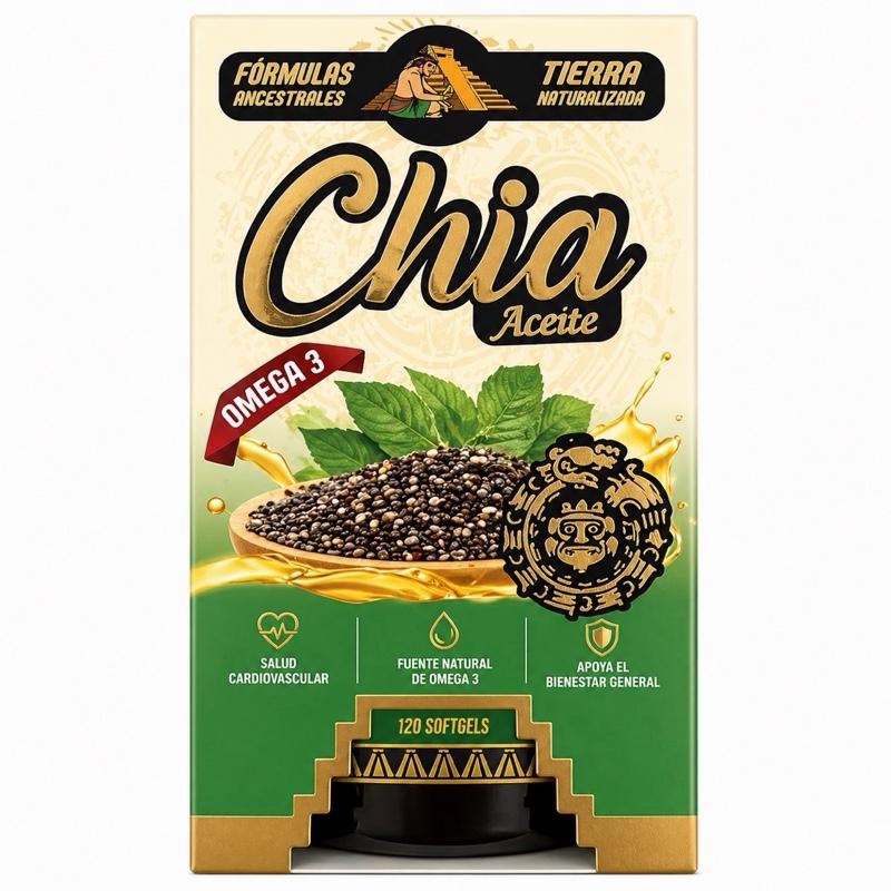 Chia Seed Oil Omega 3 Plant-Based Softgels | Gluten-Free & Lactose-Free Dietary Supplement for Daily Wellness Support | 60 Softgels