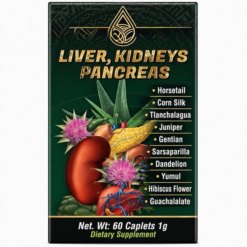 Herbal Plant Extract Supplement | Liver, Kidneys & Pancreas Wellness Formula | Gluten-Free & Lactose-Free Caplets | 60 Caplets