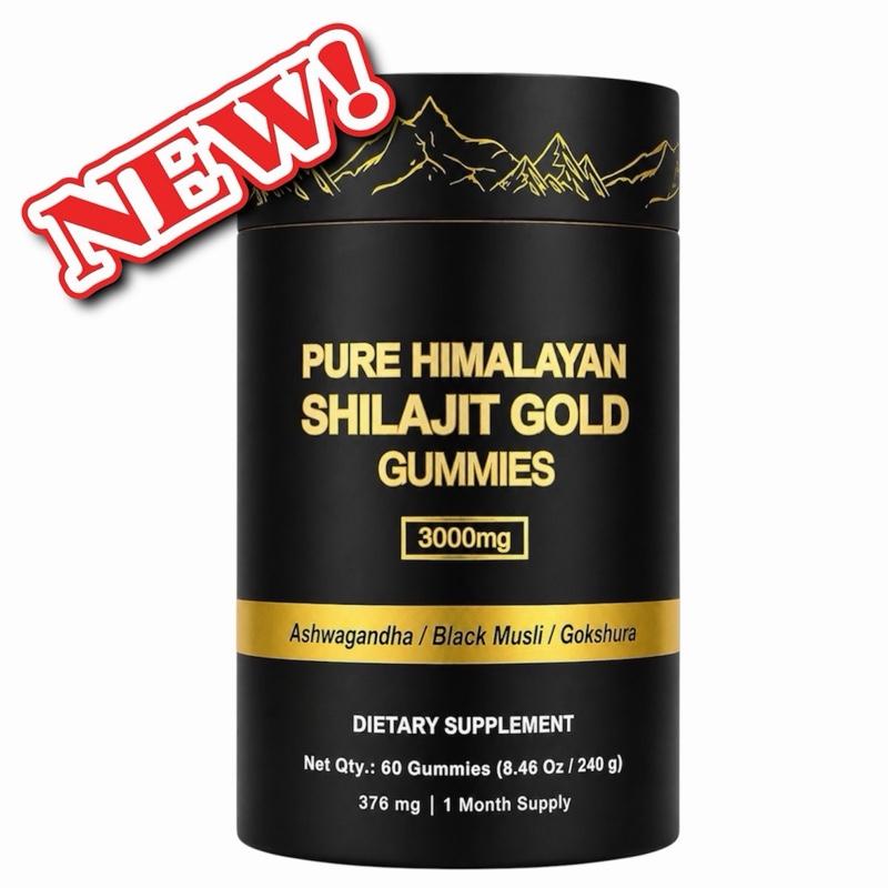 Himalayan Shilajit Gold Gummies 3000mg with Ashwagandha, Black Musli & Gokshura Supplement, 60 Gummies