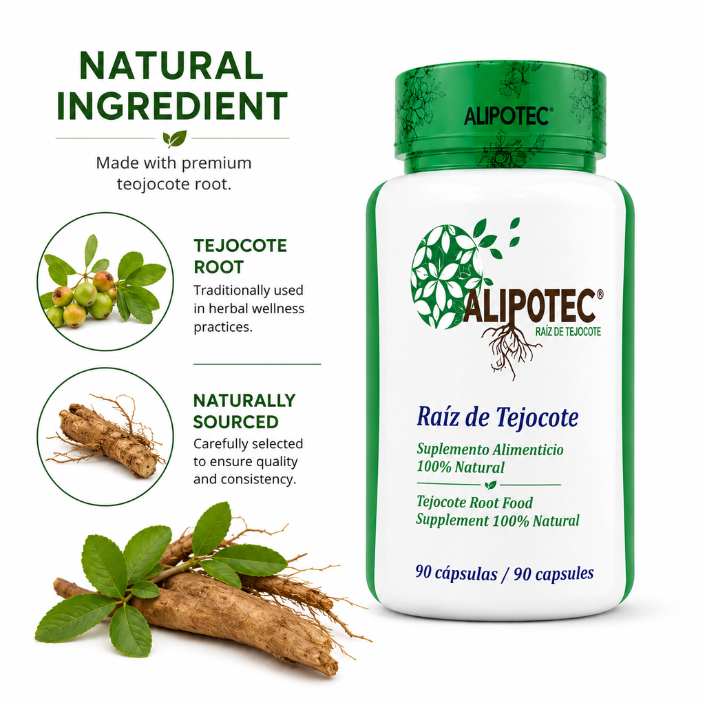 Alipotec Tejocote Root Dietary Supplement, 100% Natural Botanical Formula, Daily Wellness Support, 90 Capsules