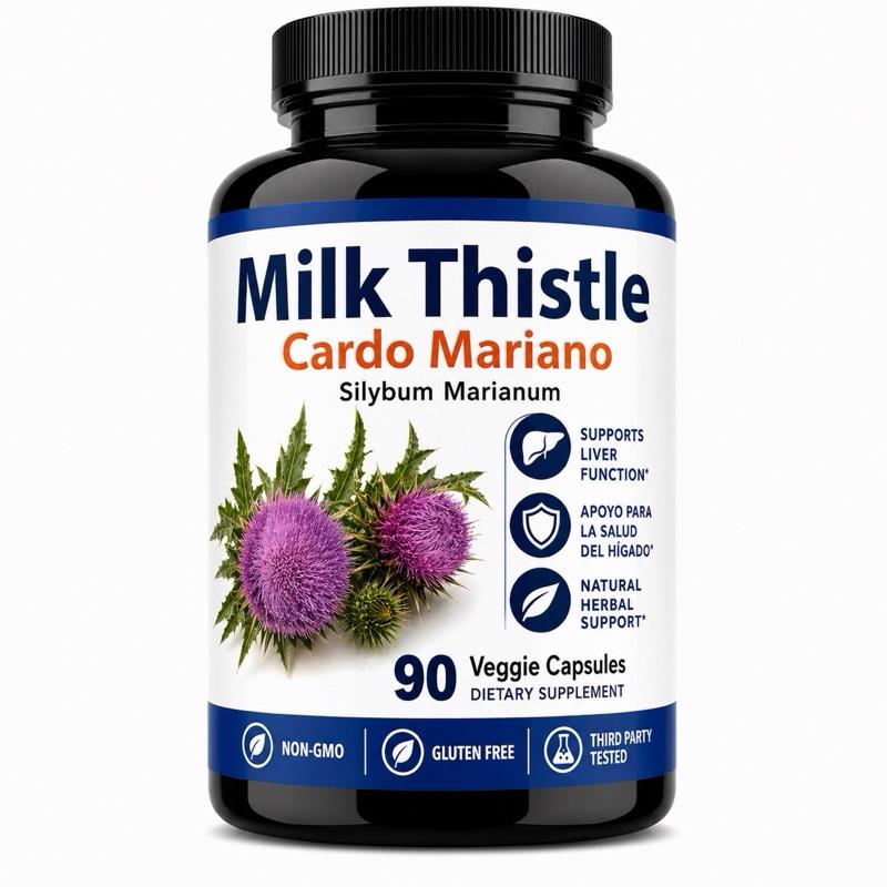 Milk Thistle (Cardo Mariano) Herbal Supplement, 90 Veggie Capsules, Gluten-Free & Lactose Free