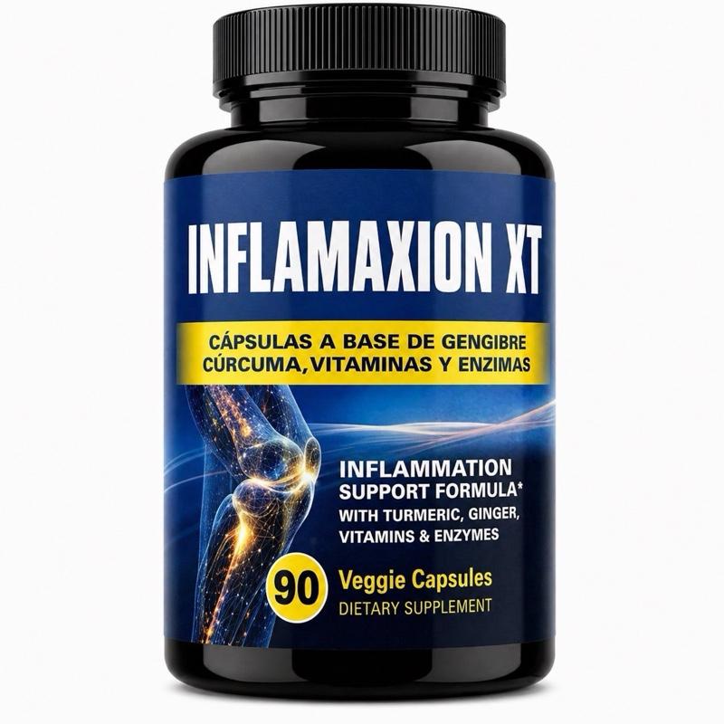 Inflamaxion XT Inflammation Support Supplement with Turmeric, Ginger, Vitamins & Enzymes, 90 Veggie Capsules, Gluten-Free, Lactose-Free