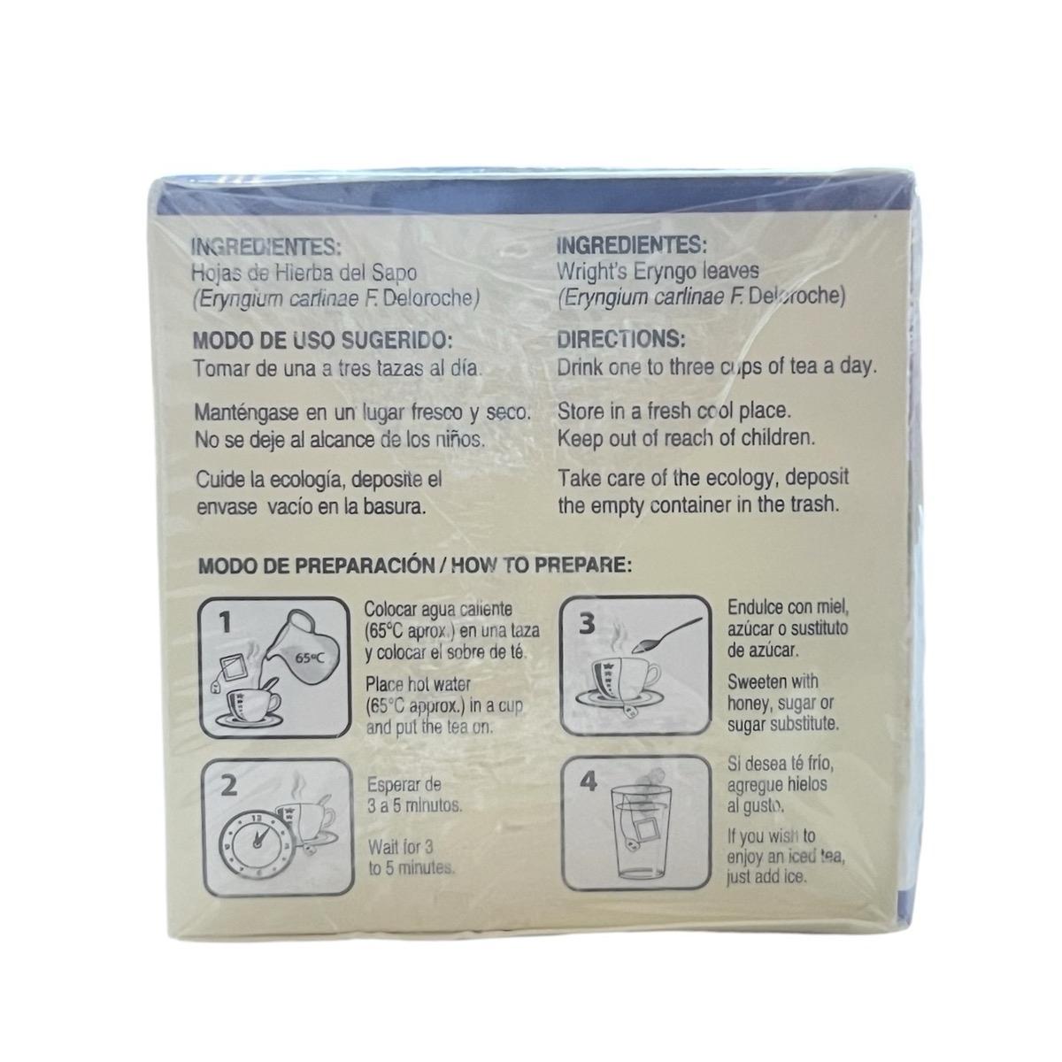 Wright's Eryngo Herbal Tea, Natural Té de Hierba del Sapo Tea, 30 Tea Bags, Organic Herbal Infusion Beverage, Jasmine Flavor, Product of Mexico