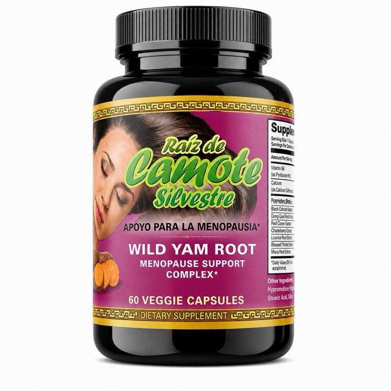 Raíz de Camote Silvestre (Wild Yam Root) Wellness Supplement, 60 Veggie Capsules, Gluten-Free & Lactose-Free