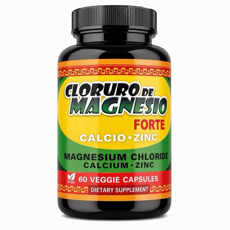 Magnesium Chloride Forte with Calcium & Zinc, High Absorption Mineral Supplement, 60 Veggie Capsules, Gluten-Free & Lactose-Free