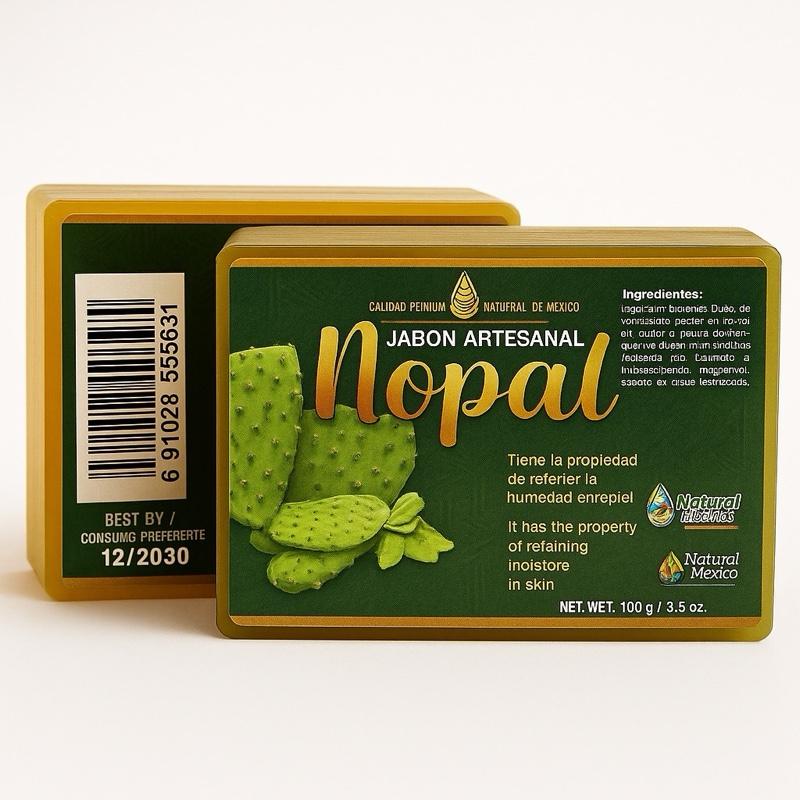 Naturaldawaa Nopal Handcrafted Soap, Artisan Bar Soap with Nopal, 100 g (3.5 oz) for Daily Skin Cleansing