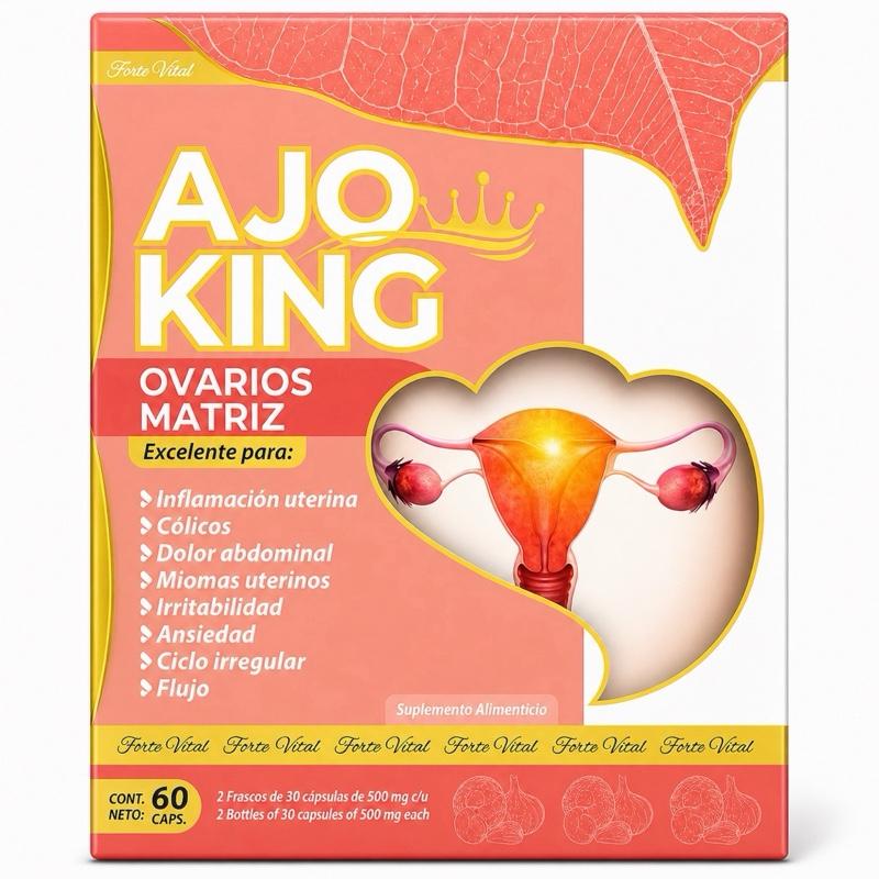 Ajo King Garlic Herbal Supplement for Women's Wellness, 60 Capsules, Gluten-Free & Lactose-Free