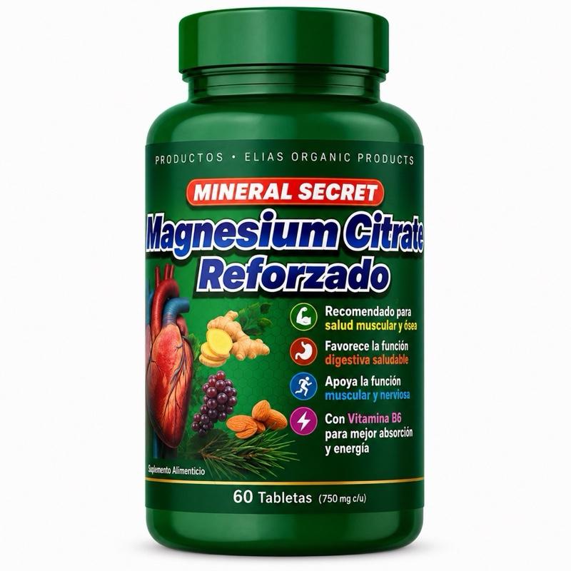 Magnesium Citrate Supplement Tablets, Daily Wellness Support, 60 Tablets, Gluten-Free & Lactose-Free