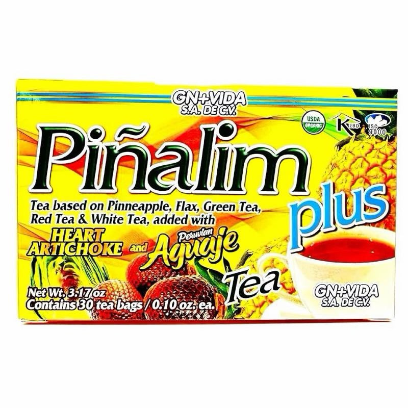GN+VIDA Piñalim Plus Herbal Tea with Pineapple, Ginger, Green Tea & White Tea, 30 Tea Bags, 3.17 oz Botanical Fruit Tea Blend