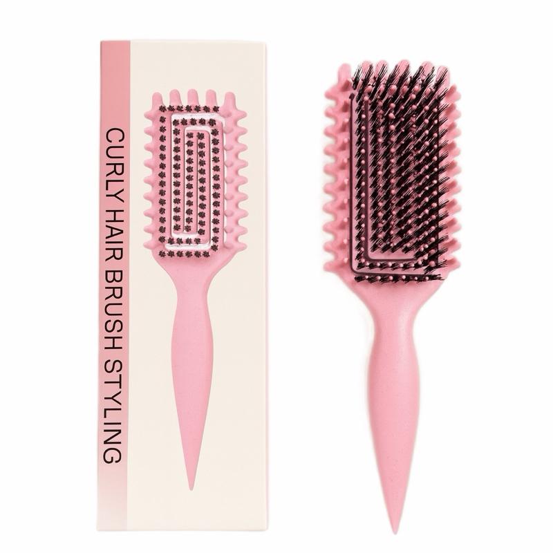 Curly Hair Detangling Brush – Flexible Curl Defining Brush - Pink