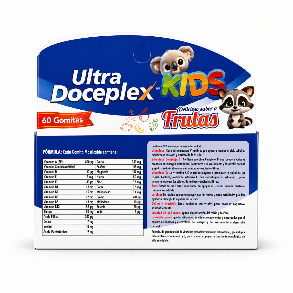 Ultra Doceplex Kids Fruit-Flavor Multivitamin Gummies, 60-Chewable Dietary Supplement for Children