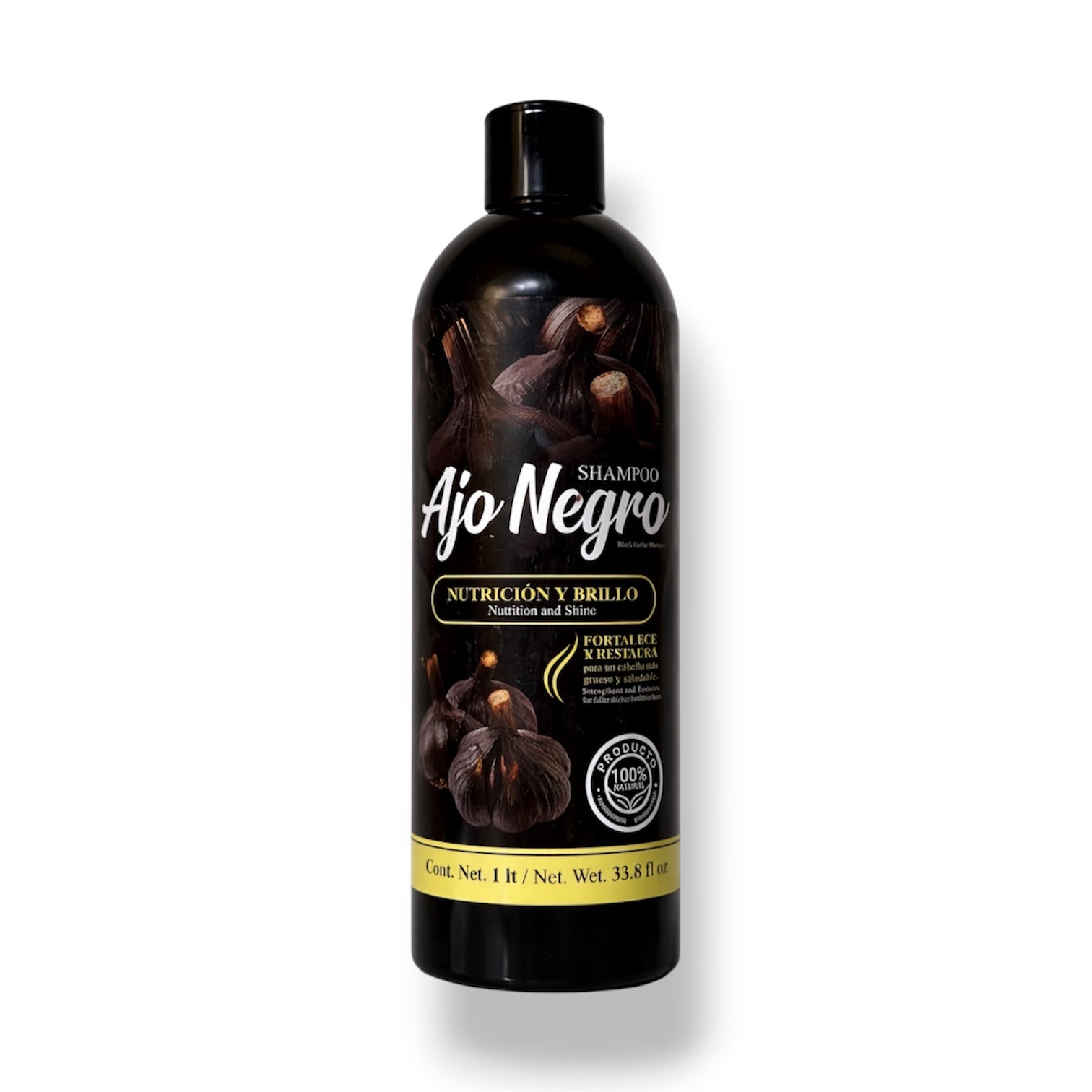 Black Garlic Shampoo 33.8 fl oz (1L) – Ajo Negro Nourishing Hair Care Shampoo for Shine, Strength & Healthy-Looking Hair