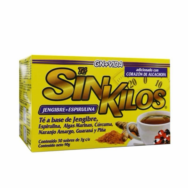 GN+Vida Sin Kilos Herbal Tea with Ginger, Artichoke, Pineapple, Green Tea & White Tea – 30 Tea Bags, Pineapple Flavor, 3.17 oz