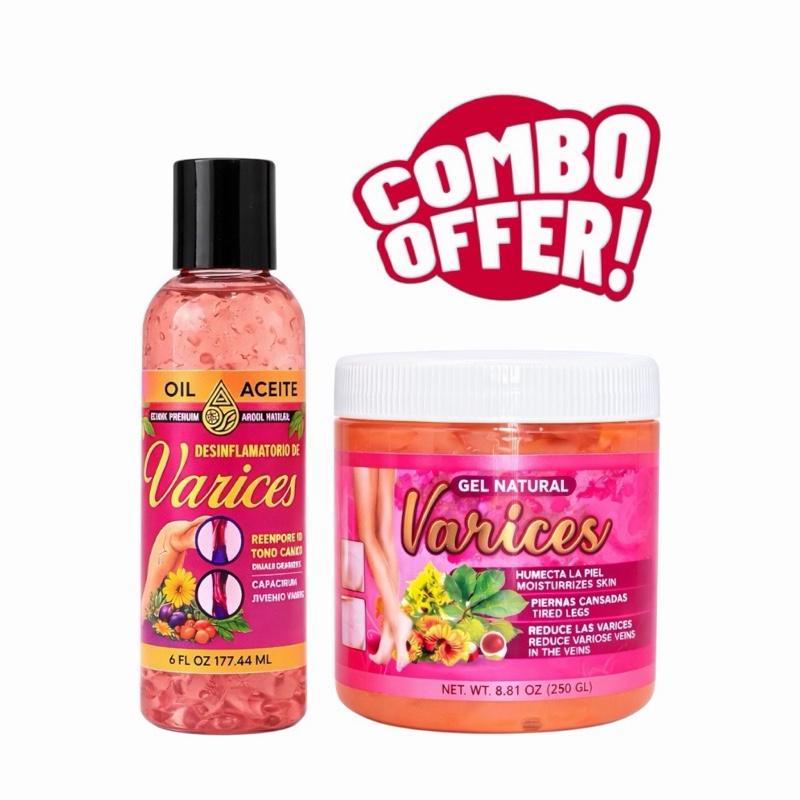 VIRAL Varices Relief Cooling Massage Gel Combo Pack with Aloe Vera for Legs, Knees, Arms & Shoulders, 6 oz + 250G Large Size