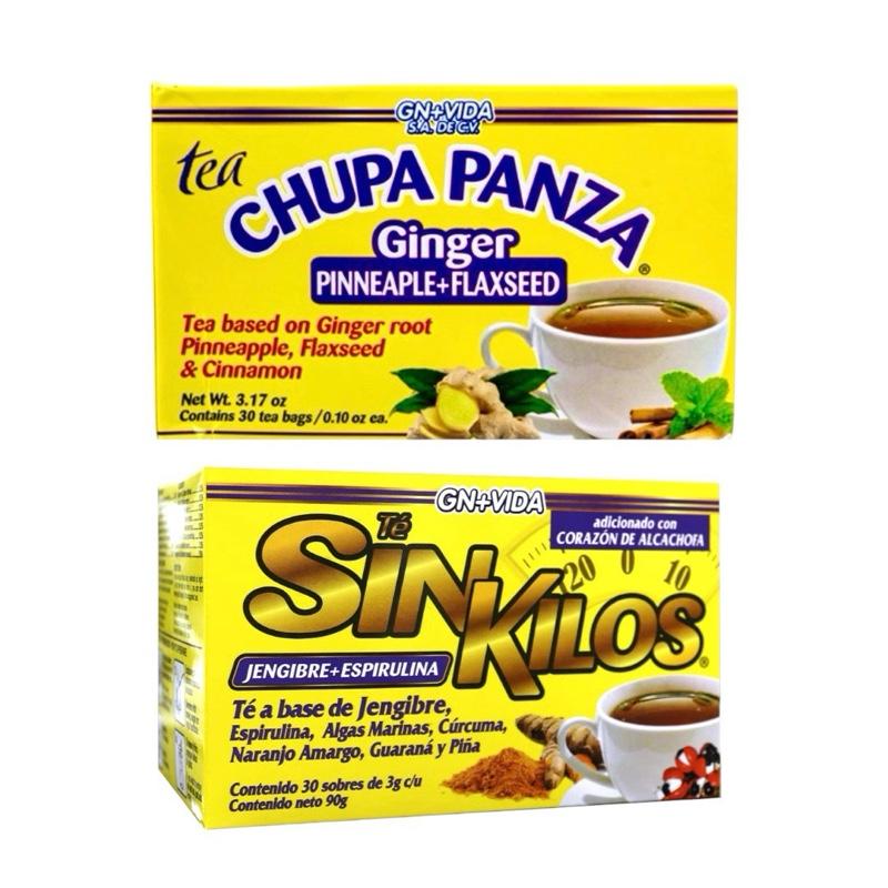 GN+Vida 2 Pack Chupa Panza & Sin Kilos Herbal Tea Blend with Ginger, Pineapple, Flaxseed & Cinnamon – 30 Tea Bags per Pack