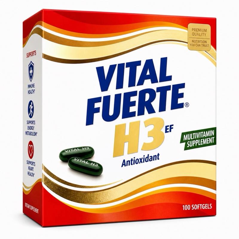 Vital Fuerte H3 EF Multivitamin Antioxidant Formula, 100 Softgels, Gluten-Free & Lactose-Free