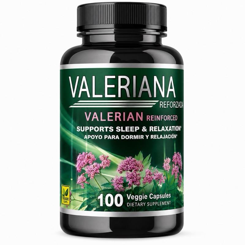 Valerian Root & Lemon Balm Sleep Support Supplement, 100 Veggie Capsules, Gluten-Free & Lactose-Free Relaxation Formula by Naturaldawaa