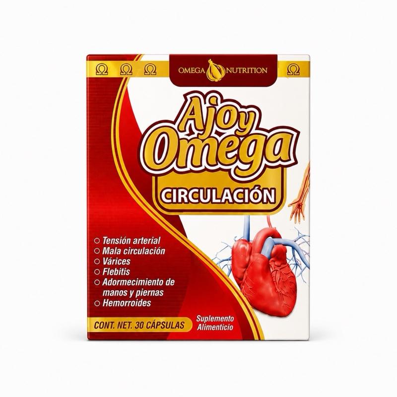 Ajoy Omega Herbal Circulación Supplement, 60 Capsules, Gluten-Free & Lactose-Free Daily Botanical Wellness Formula by Naturaldawaa
