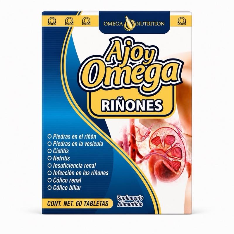 Ajoy Omega Riñones Herbal Botanical Dietary Supplement, 60 Tablets, Gluten-Free & Lactose-Free Daily Wellness Formula by Naturaldawaa