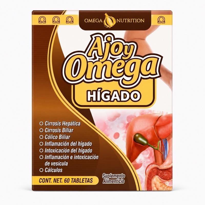 Ajoy Omega Hígado Herbal Botanical Dietary Supplement, 60 Tablets, Gluten-Free & Lactose-Free Daily Wellness Formula by Naturaldawaa