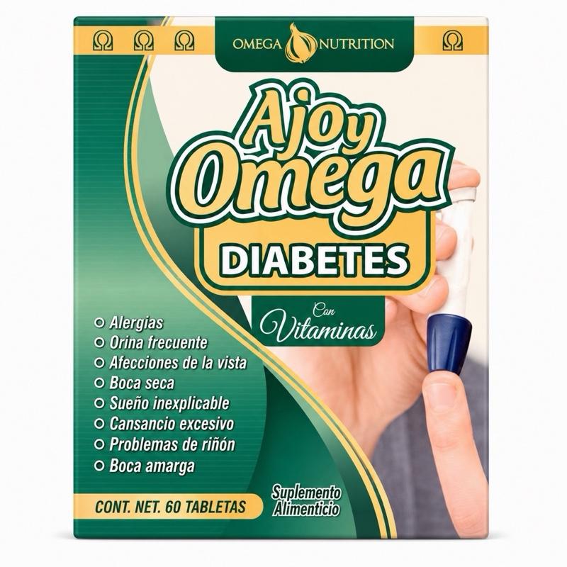 Ajoy Omega Diabetes Con Vitaminas Herbal Dietary Supplement, 60 Tablets, Gluten-Free & Lactose-Free Daily Nutritional Formula by Naturaldawaa