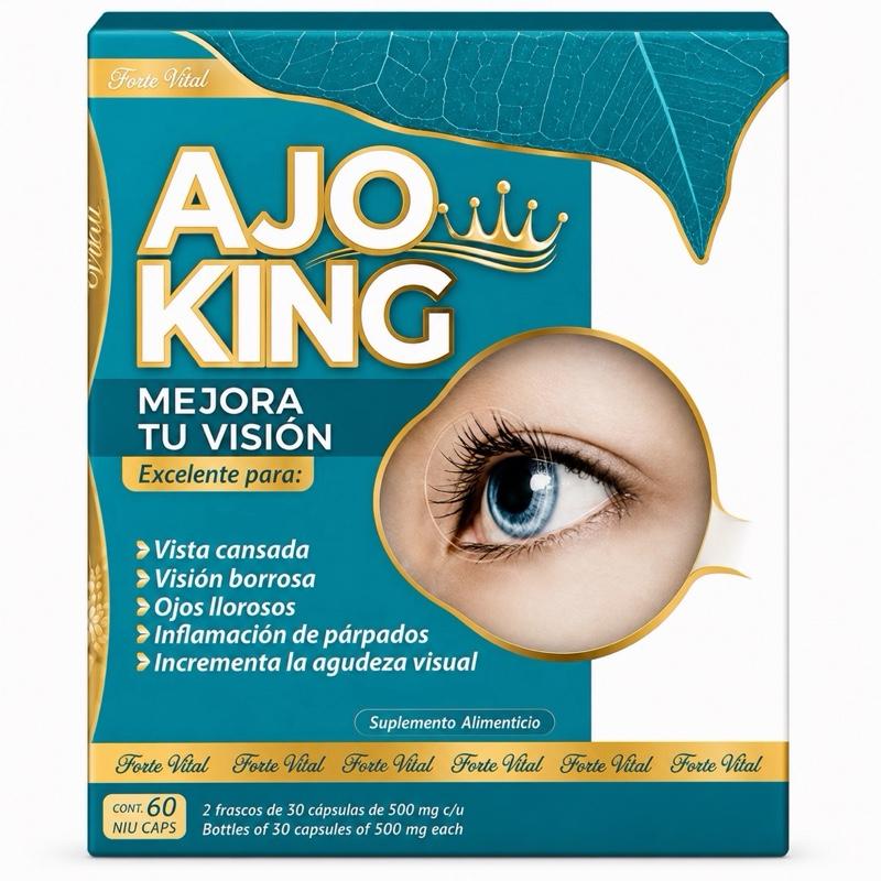 Ajo King Vision Support Herbal Supplement Capsules with Vitamins & Herbal Blend, 60 Capsules, Gluten-Free & Lactose-Free Daily Wellness Formula