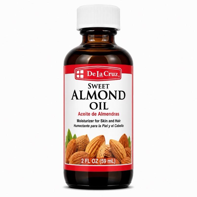 De La Cruz Sweet Almond Oil Moisturizer for Skin & Hair, Nourishing Almond Oil Blend, 2 fl oz (59 mL)