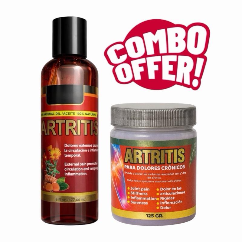 Herbal Massage Oil (6 fl oz) & Artritis Massage Cream (125g) Bundle | Botanical Body Care Duo for External Use