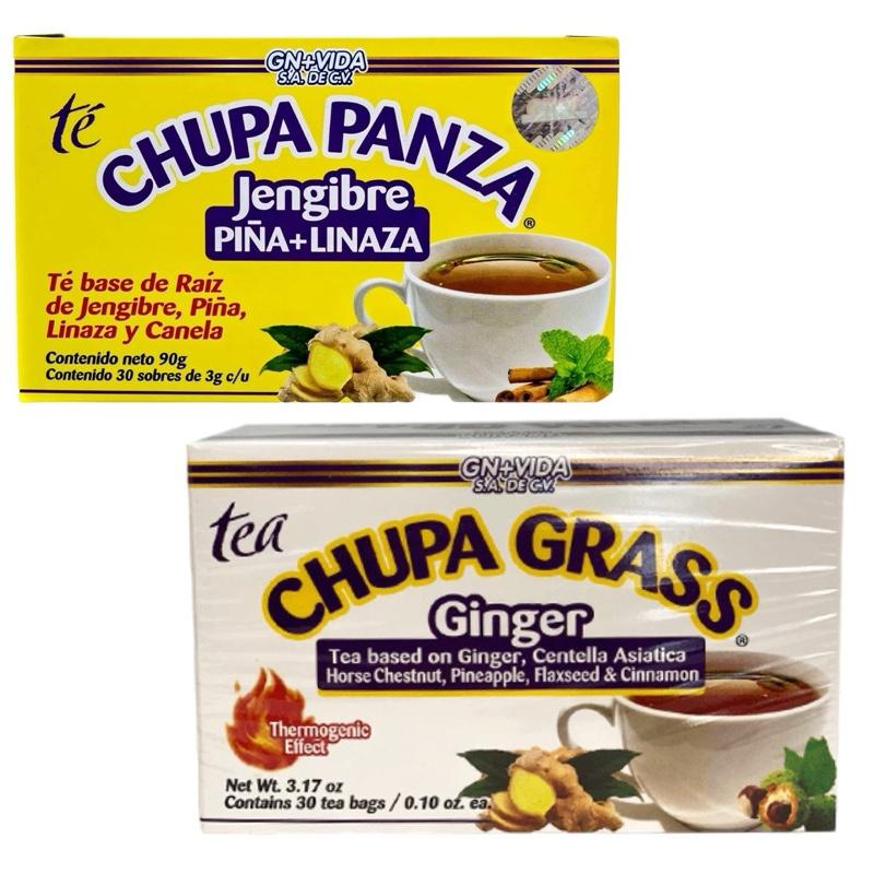 2 Pack Chupa Grass & Panza Herbal Tea Blend with Ginger, Pineapple, Flaxseed & Cinnamon, 30 Tea Bags Each, Caffeine Free Herbal Infusion