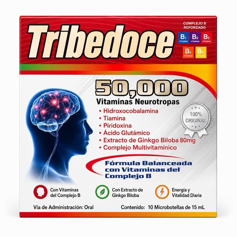 Tribedoce Vitamin B Complex Dietary Supplement Drink, 10 x 15mL Micro Bottles, Multivitamin Formula, Sugar-Free & Vegan