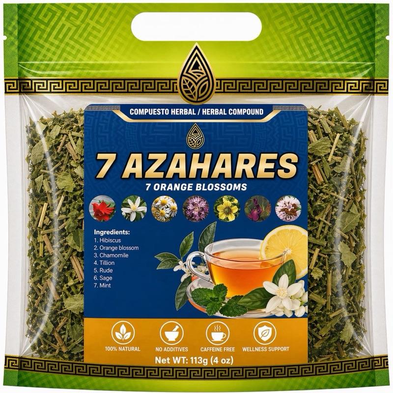 7 Azahares Herbal Tea Blend 4 oz (113g) – Premium Orange Blossom Loose Leaf Herbal Tea, Caffeine-Free Botanical Infusion for Daily Wellness