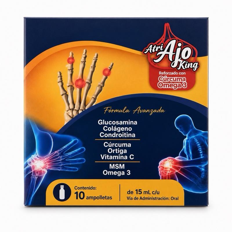 Artri Ajo King Joint Support Liquid Ampoules – Glucosamine, Collagen, Chondroitin, Turmeric & Omega-3