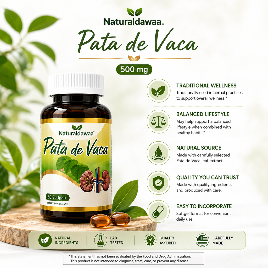 Pata de Vaca Herbal Dietary Supplement, Traditional Plant-Based Daily Wellness Formula, 60 Softgels, 500 mg Each
