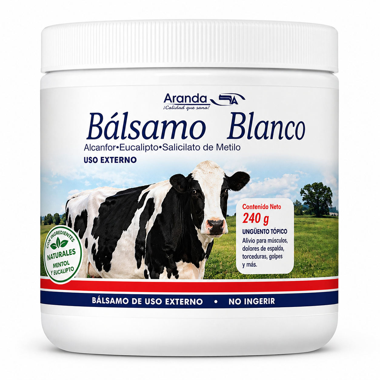 Bálsamo Blanco Herbal Balm with Eucalyptus, Camphor & Menthol – Moisturizing Herbal Balm for External Use, 240g