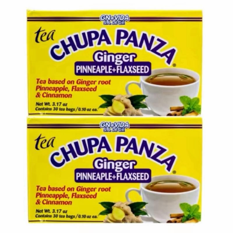 CHUPA PANZA Herbal Tea 2 Pack with Pineapple & Ginger, Herbal Beverage Blend, Sugar Free, Low Fat, Cholesterol Free, Refreshing Tea Formula